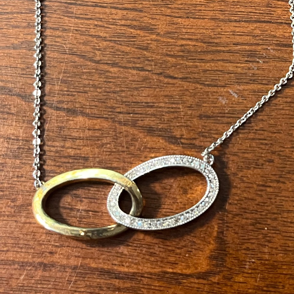 Elegant Two-Tone Interlocking Circle Necklace - image 1